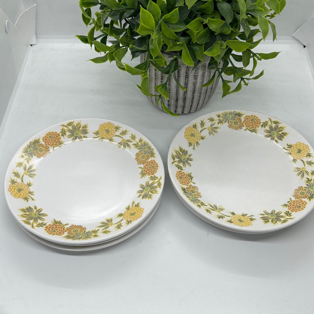 VTG 6 Noritake Progression SUNNY SIDE Marigold 6-1/4" Bread Side Plates Japan - Picture 2 of 8